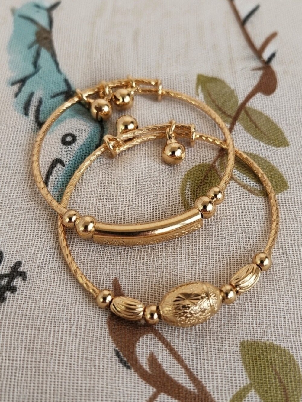 Pair of Children’s Child Jewelry Adjustable Bracelets Heavy Gold Filled Plated